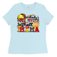 Baby Blue somebody's loud mouth softball mama Ladies Tee - Zillion Design Studio