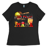 Black somebody's loud mouth softball mama Ladies Tee - Zillion Design Studio