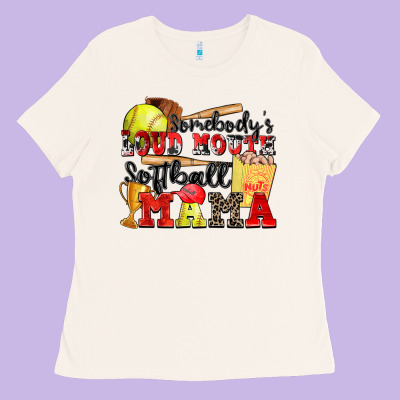 Somebody's Loud Mouth Softball Mama Ladies Tee Designed By Zillion Design Studio