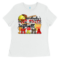 White somebody's loud mouth softball mama Ladies Tee - Zillion Design Studio