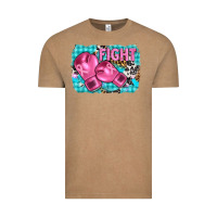 Vintage Coffee fight with boxing gloves and cancer ribbon Vintage Tee - AdoDesignShop