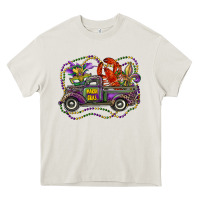 Cream mardi gras truck with mask fleur de lis and crawfish Heavy Core Tee - RanaPortraitStore