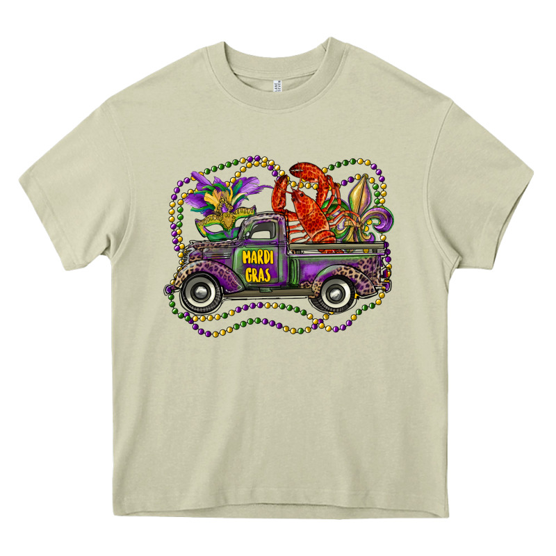 Mardi Gras Truck With Mask Fleur De Lis And Crawfish Heavy Core Tee by RanaPortraitStore | Teevron