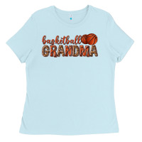 Baby Blue basketball grandma with leopard Ladies Tee - texasbilliewilder