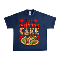 Navy best birthday cake pizza Urban Heavy Tee - AdoDesignShop
