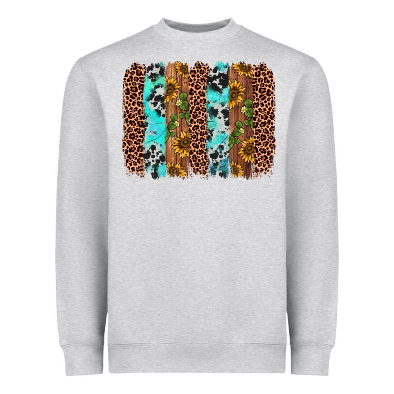 Sunflower Cactus Leopard Brushstroke Heavyweight Sweatshirt by AdoDesignShop | Teevron