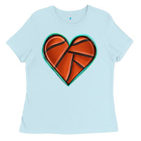 Baby Blue basketball heart Ladies Tee - texasbilliewilder