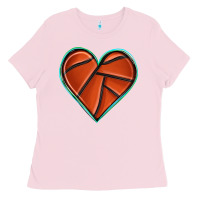 Bubblegum Pink basketball heart Ladies Tee - texasbilliewilder