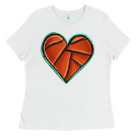 White basketball heart Ladies Tee - texasbilliewilder