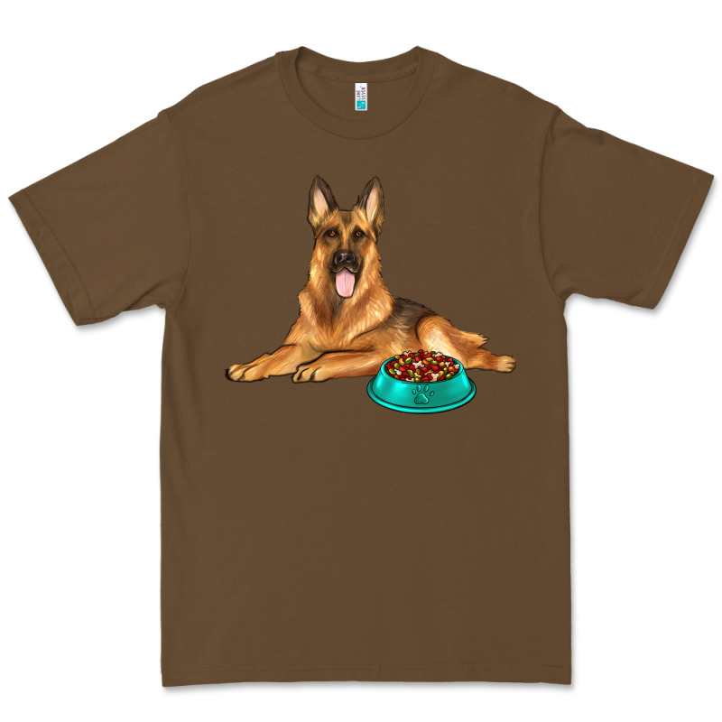 German Shepherd With Food Bowl Premium Tee by texasbilliewilder | Teevron