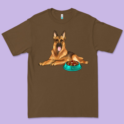 German Shepherd With Food Bowl Premium Tee Designed By Texasbilliewilder