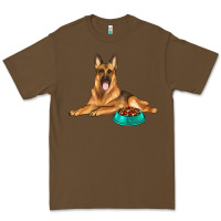 Cacao german shepherd with food bowl Premium Tee - texasbilliewilder