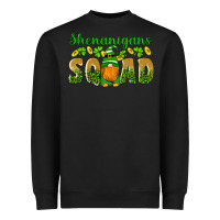 Black shenanigans squad gnomes shamrock gold leopard glitter Heavyweight Sweatshirt - Artiststas