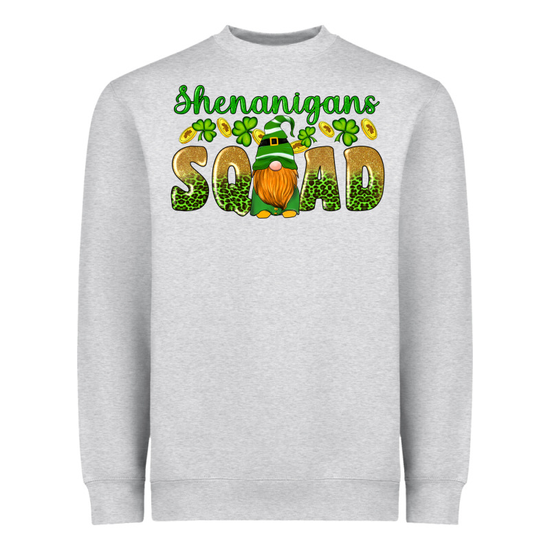 Shenanigans Squad Gnomes Shamrock Gold Leopard Glitter Heavyweight Sweatshirt by Artiststas | Teevron