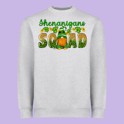Shenanigans Squad Gnomes Shamrock Gold Leopard Glitter Heavyweight Sweatshirt Designed By Artiststas
