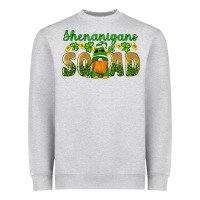 Heather Grey shenanigans squad gnomes shamrock gold leopard glitter Heavyweight Sweatshirt - Artiststas
