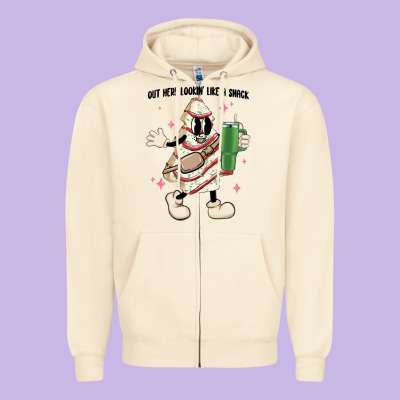 Out Here Lookin Like A Snack Zipper Hoodie Designed By Maliassmallbusiness