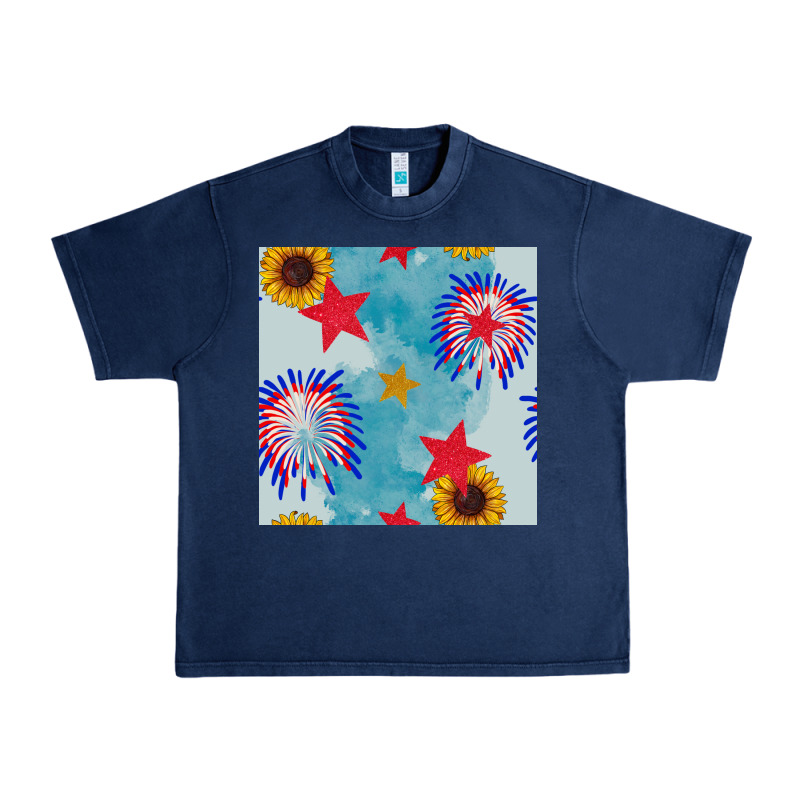 Patriotic Fireworks And Sunflower Urban Heavy Tee by BundleAndBundleShop | Teevron