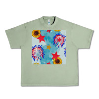 Oil Green patriotic fireworks and sunflower Urban Heavy Tee - BundleAndBundleShop
