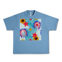 Pebble Blue patriotic fireworks and sunflower Urban Heavy Tee - BundleAndBundleShop