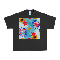 Pigment Black patriotic fireworks and sunflower Urban Heavy Tee - BundleAndBundleShop