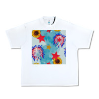 White patriotic fireworks and sunflower Urban Heavy Tee - BundleAndBundleShop