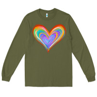 Army Green Watercolor Pride Heart Long Sleeve Tee - Jasminsmagicworld
