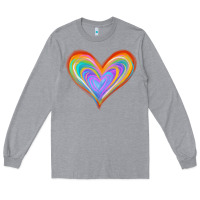 Heather Grey Watercolor Pride Heart Long Sleeve Tee - Jasminsmagicworld