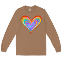Toasted Coconut Watercolor Pride Heart Long Sleeve Tee - Jasminsmagicworld