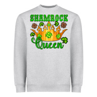 Heather Grey shamrock queen crown leopard glitter Heavyweight Sweatshirt - Artiststas