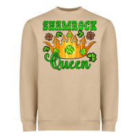 Shamrock Queen Crown Leopard Glitter Heavyweight Sweatshirt | Teevron