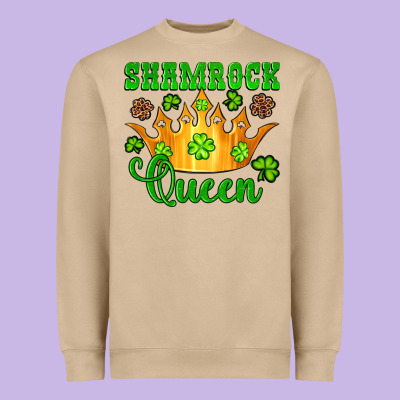 Shamrock Queen Crown Leopard Glitter Heavyweight Sweatshirt Designed By Artiststas