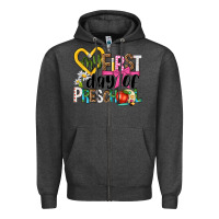 Charcoal Heather my first day of preschool Zipper Hoodie - NancyCooperArtShop