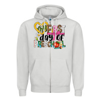Dove Grey my first day of preschool Zipper Hoodie - NancyCooperArtShop