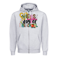 Heather Grey my first day of preschool Zipper Hoodie - NancyCooperArtShop