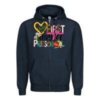 Navy my first day of preschool Zipper Hoodie - NancyCooperArtShop