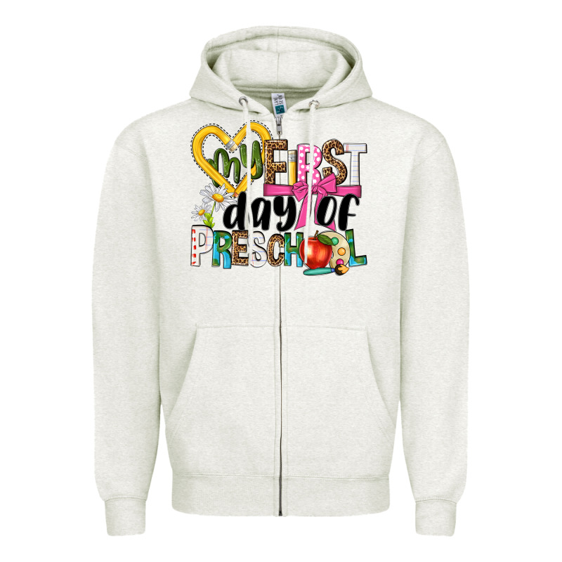 My First Day Of Preschool Zipper Hoodie by NancyCooperArtShop | Teevron
