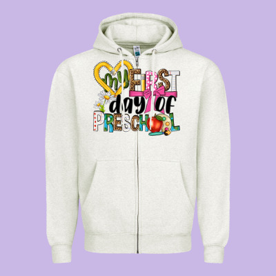 My First Day Of Preschool Zipper Hoodie Designed By Nancycooperartshop