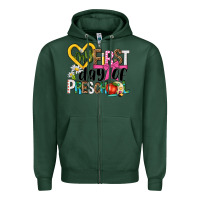 Sports Green my first day of preschool Zipper Hoodie - NancyCooperArtShop