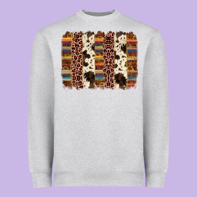 Serape Sunflower Cowhide Leopard Brushstroke Heavyweight Sweatshirt Designed By Adodesignshop