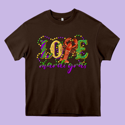 Love With Crawfish Mardi Gras Heavy Core Tee Designed By Ranaportraitstore