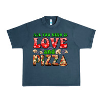 Midnight Navy all you need is love and pizza Urban Heavy Tee - AdoDesignShop