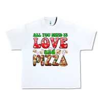 White all you need is love and pizza Urban Heavy Tee - AdoDesignShop