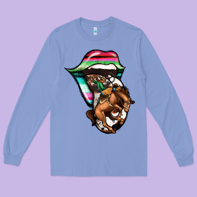 Serape Cowboy Tongue Long Sleeve Tee Designed By Jasminsmagicworld