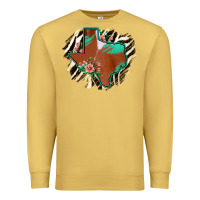 Antique Gold Western Horsehide Texas Flag Premium Sweatshirt - Bettercallsaul