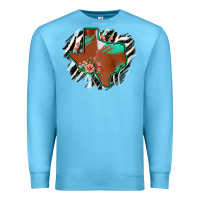 Ocean Blue Western Horsehide Texas Flag Premium Sweatshirt - Bettercallsaul