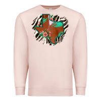 Pale Pink Western Horsehide Texas Flag Premium Sweatshirt - Bettercallsaul