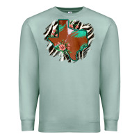 Seafoam Western Horsehide Texas Flag Premium Sweatshirt - Bettercallsaul