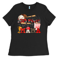 Black somebody's loud mouth baseball mama Ladies Tee - Zillion Design Studio