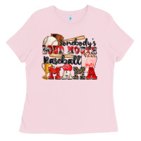 Bubblegum Pink somebody's loud mouth baseball mama Ladies Tee - Zillion Design Studio